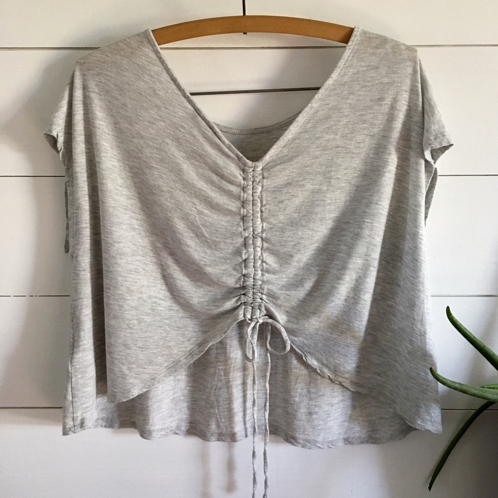 Vintage Y2K Jennifer Lopez Gray Cinch Back Crop Top Size Small
